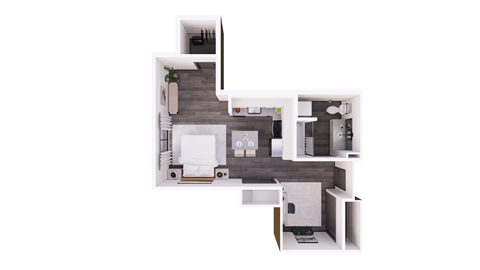 Floor plan for studio, 1 bath, 575 sqft